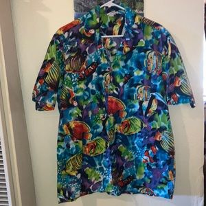 Vintage Hawaiian shirt Fish and Sea Watercolor design